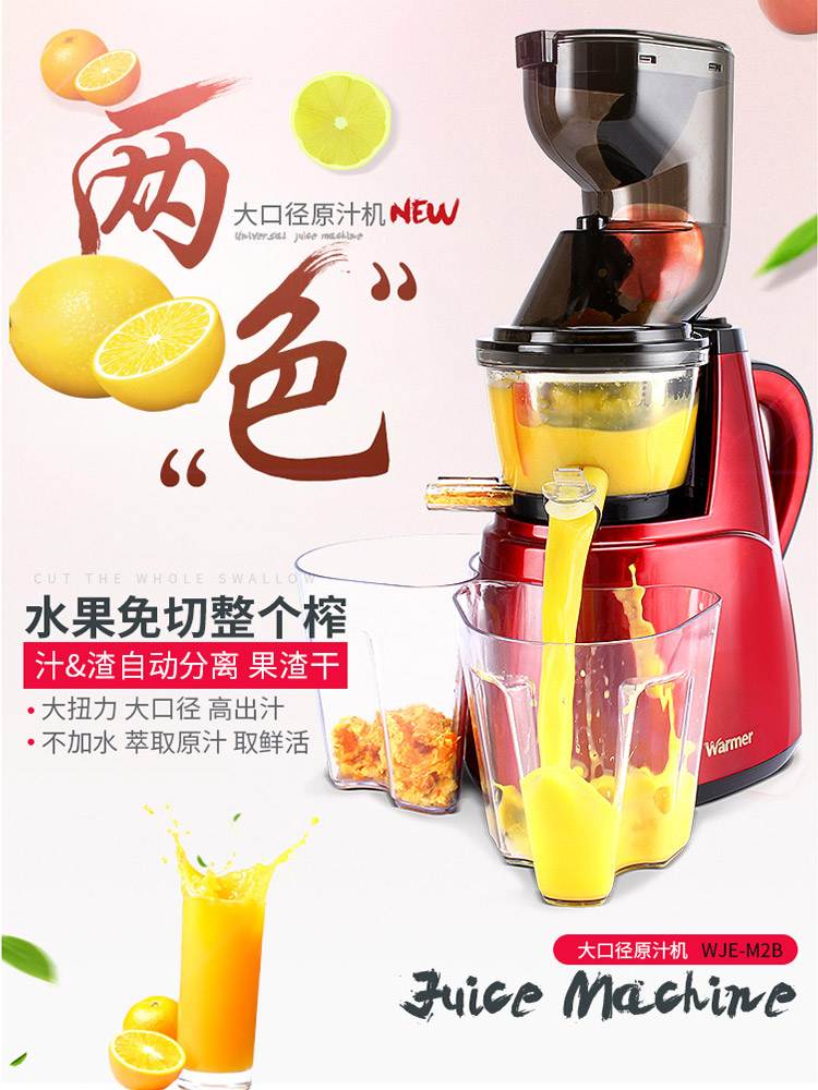 汁渣分离大口径原汁机家用低速慢磨榨汁机
